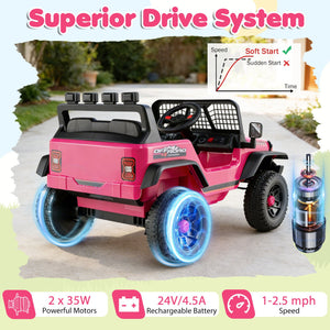 24V Ride On Car for Kids with Parent Remote Control and Music-Pink view 9