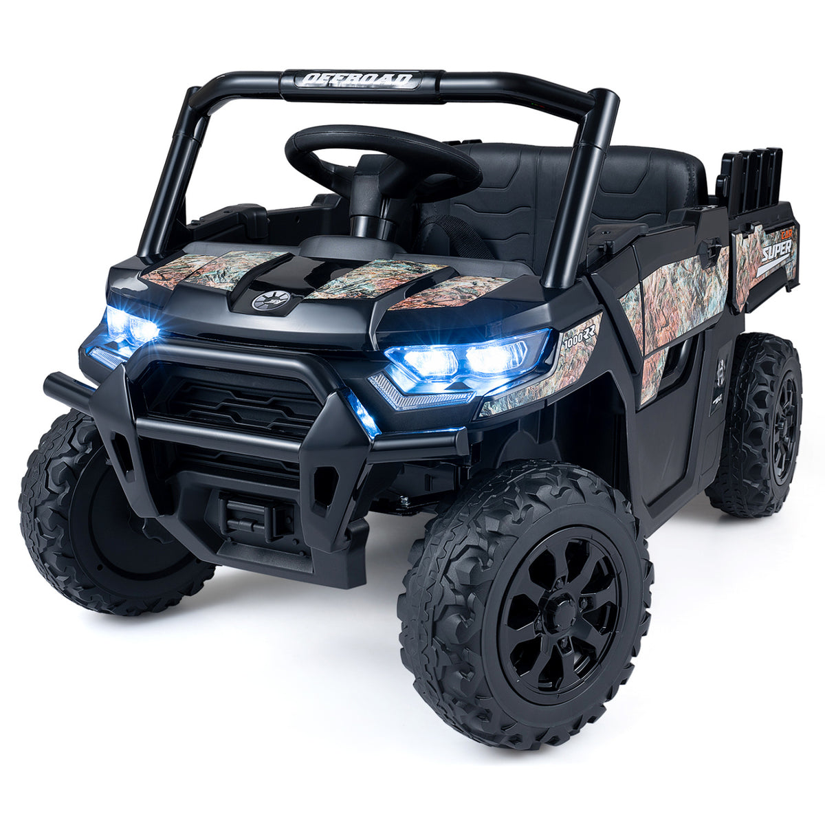 24V Ride On Dump Truck Car Off-Road with Remote Control and Music-Black view 3