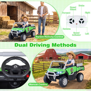 24V Ride On Dump Truck Car Off-Road with Remote Control and Music-Green view 5