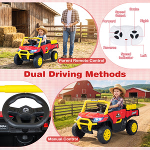 24V Ride On Dump Truck Car Off-Road with Remote Control and Music-Red view 4