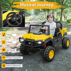 24V Ride On Dump Truck Licensed Caterpillar 2-Seater Kids Car with Remote Control-Yellow view 7