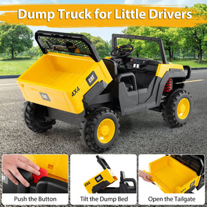24V Ride On Dump Truck Licensed Caterpillar 2-Seater Kids Car with Remote Control-Yellow view 8