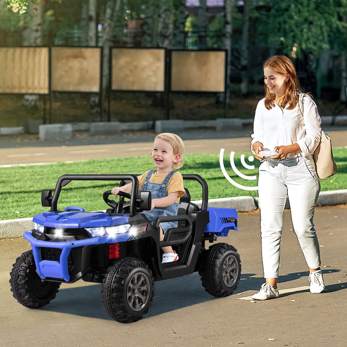 24V Ride On Kids Car with Dump Bed and Remote Control-Navy view 3