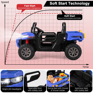 24V Ride On Kids Car with Dump Bed and Remote Control-Navy view 5