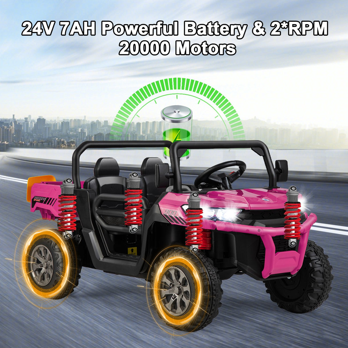 24V Ride On Kids Car with Dump Bed and Remote Control-Pink view 7