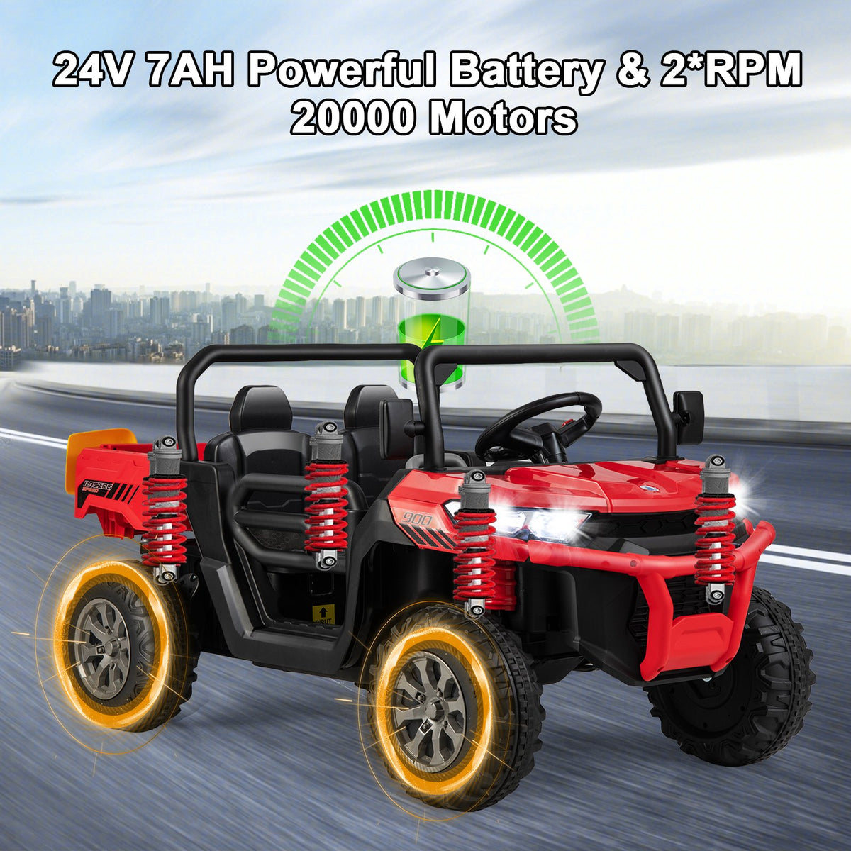24V Ride On Kids Car with Dump Bed and Remote Control-Red view 7