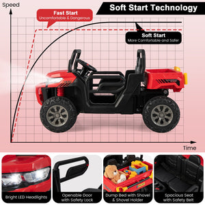 24V Ride On Kids Car with Dump Bed and Remote Control-Red view 9