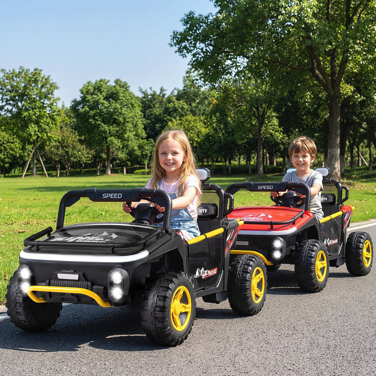 24V Ride on Toy for Kids 2 Seater Ride on Truck Car with Horn Music Story-Black view 2