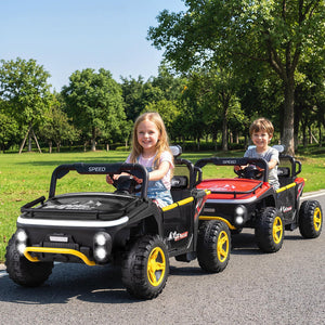 24V Ride on Toy for Kids 2 Seater Ride on Truck Car with Horn Music Story-Black view 2