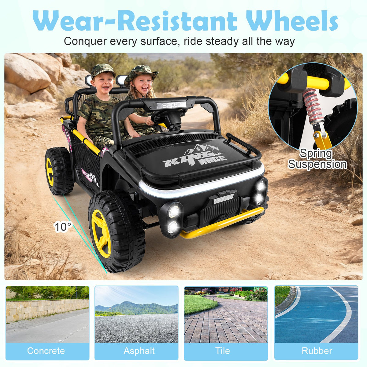 24V Ride on Toy for Kids 2 Seater Ride on Truck Car with Horn Music Story-Black view 8