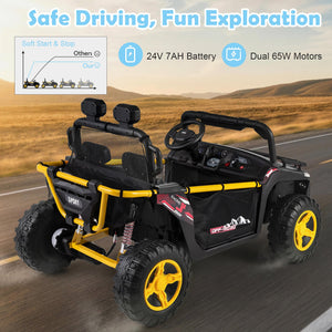 24V Ride on Toy for Kids 2 Seater Ride on Truck Car with Horn Music Story-Black view 9