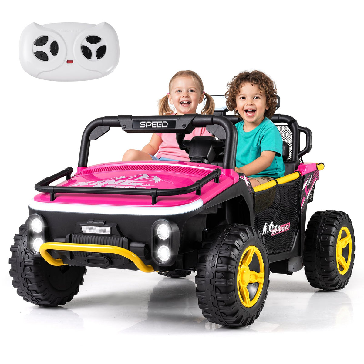 24V Ride on Toy for Kids 2 Seater Ride on Truck Car with Horn Music Story-Pink view 3