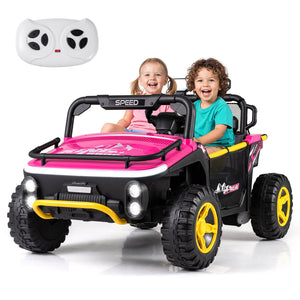 24V Ride on Toy for Kids 2 Seater Ride on Truck Car with Horn Music Story-Pink view 3
