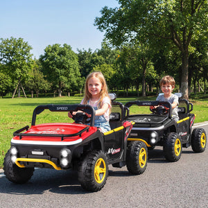24V Ride on Toy for Kids 2 Seater Ride on Truck Car with Horn Music Story-Red view 2