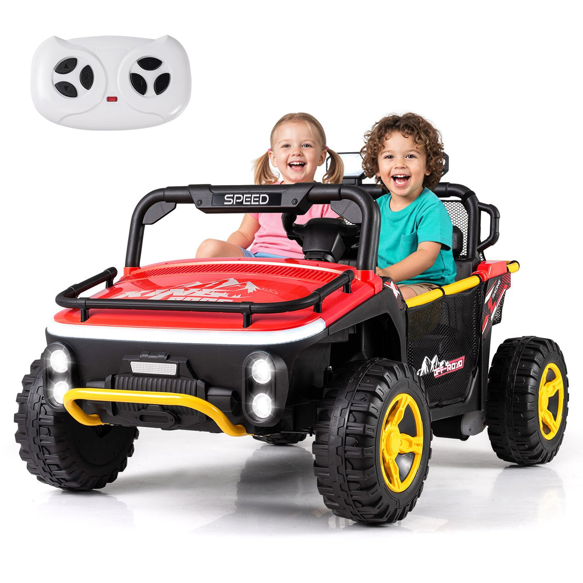 24V Ride on Toy for Kids 2 Seater Ride on Truck Car with Horn Music Story-Red view 3