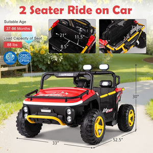 24V Ride on Toy for Kids 2 Seater Ride on Truck Car with Horn Music Story-Red view 4