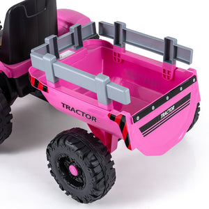 24V Ride On Tractor for Kids Electric Vehicle with Detachable Trailer and Remote Control-Pink view 6