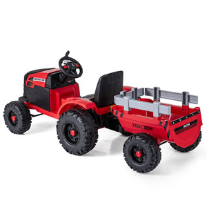 24V Ride On Tractor for Kids Electric Vehicle with Detachable Trailer and Remote Control-Red view 6