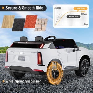 24V Ride on Truck 2-Seater Licensed Cadillac with Remote Control-White view 8