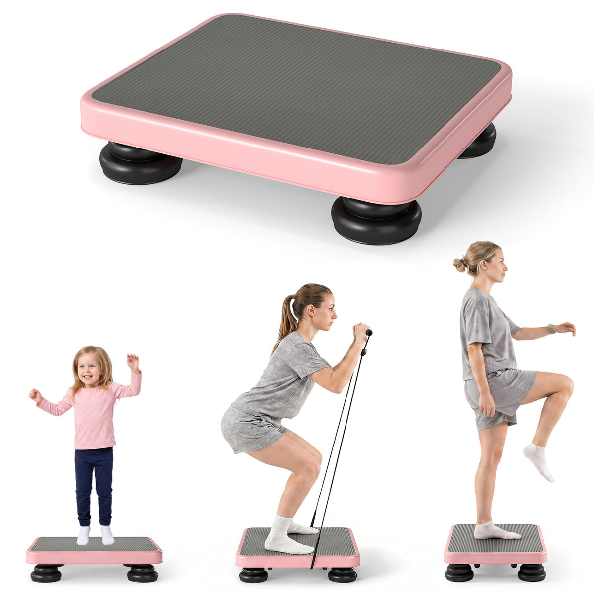 24x20 inches Kids Rebounder Bouncing Board with Elastic Rope for Ages 3+-Pink view 3
