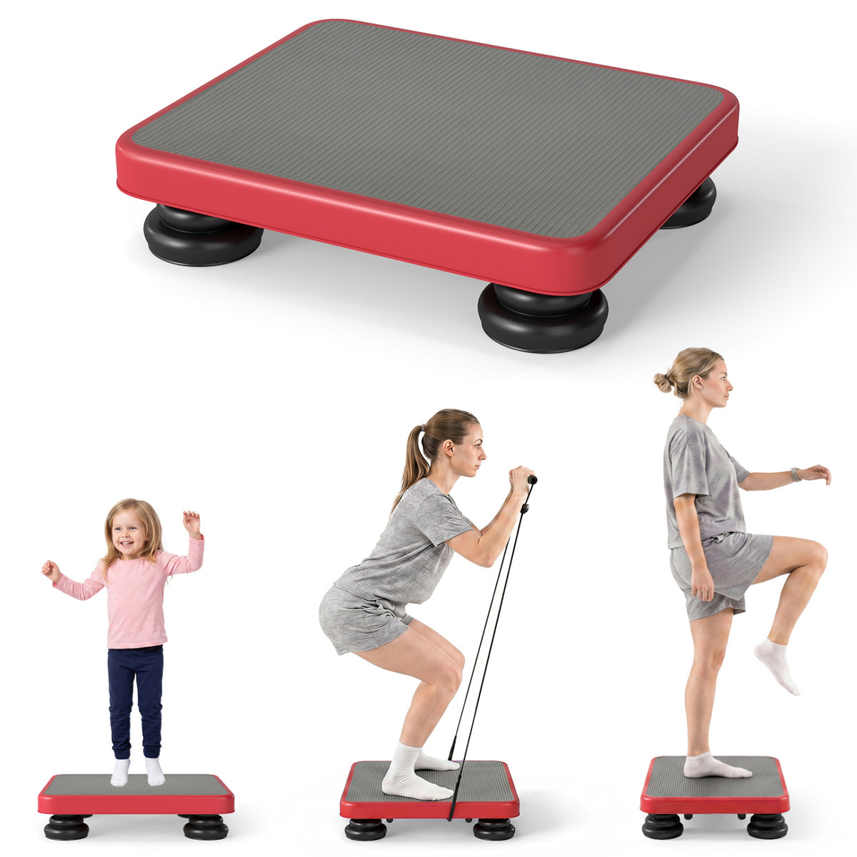 24x20 inches Kids Rebounder Bouncing Board with Elastic Rope for Ages 3+-Red view 3
