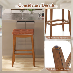 25/29 Inch Set of 2 Upholstered PU Leather Bar Stools with Saddle Seat-29 inches view 8