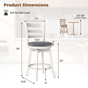 25 inches/30.5 inches Swivel Barstools Set of 2, 360° Rotating Bar/Counter Height Chairs with Upholstered Seat-25 Inch view 4