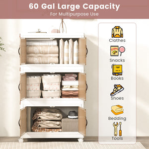 25.5/60 Gal 3-Tier Stackable Storage Boxes Bins with Magnetic Doors and Lockable Casters-M view 6