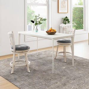 25.5 Inch Hand-Antiqued Stool Set of 2 with Wider Padded Seat-White view 2