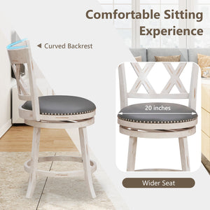 25.5 Inch Hand-Antiqued Stool Set of 2 with Wider Padded Seat-White view 8