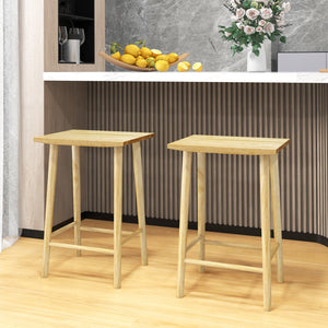 25.5 Inch Bar Stools Set of 2 with Footrest-Natural view 2