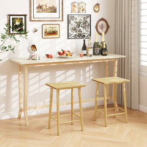 25.5 Inch Bar Stools Set of 2 with Footrest-Natural view 3