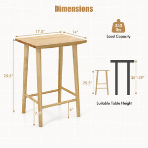 25.5 Inch Bar Stools Set of 2 with Footrest-Natural view 5