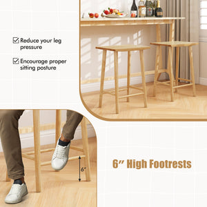 25.5 Inch Bar Stools Set of 2 with Footrest-Natural view 9