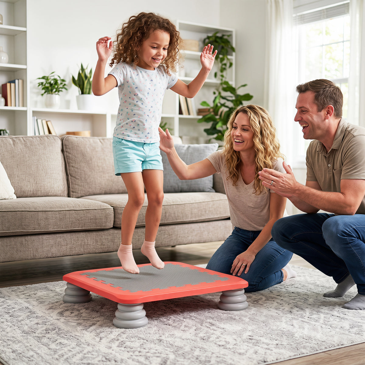 25.5 Inch Kids Mini Trampoline with 4 Removable and Non-Slip Foot Pads-Red view 3