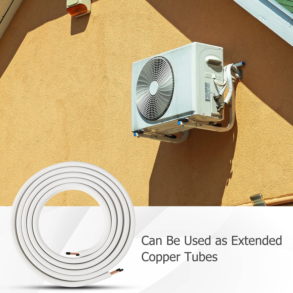 25 Feet Mini Split Line Set with 1/4 Inch and 3/8 Inch O.D. Copper Pipes Tubing view 2