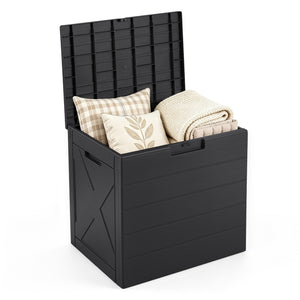 25 Gallon Storage Bin with Lid Carry Handles and Lock Hole for Patio Furniture Accessories-Black view 4