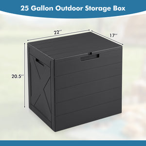 25 Gallon Storage Bin with Lid Carry Handles and Lock Hole for Patio Furniture Accessories-Black view 5
