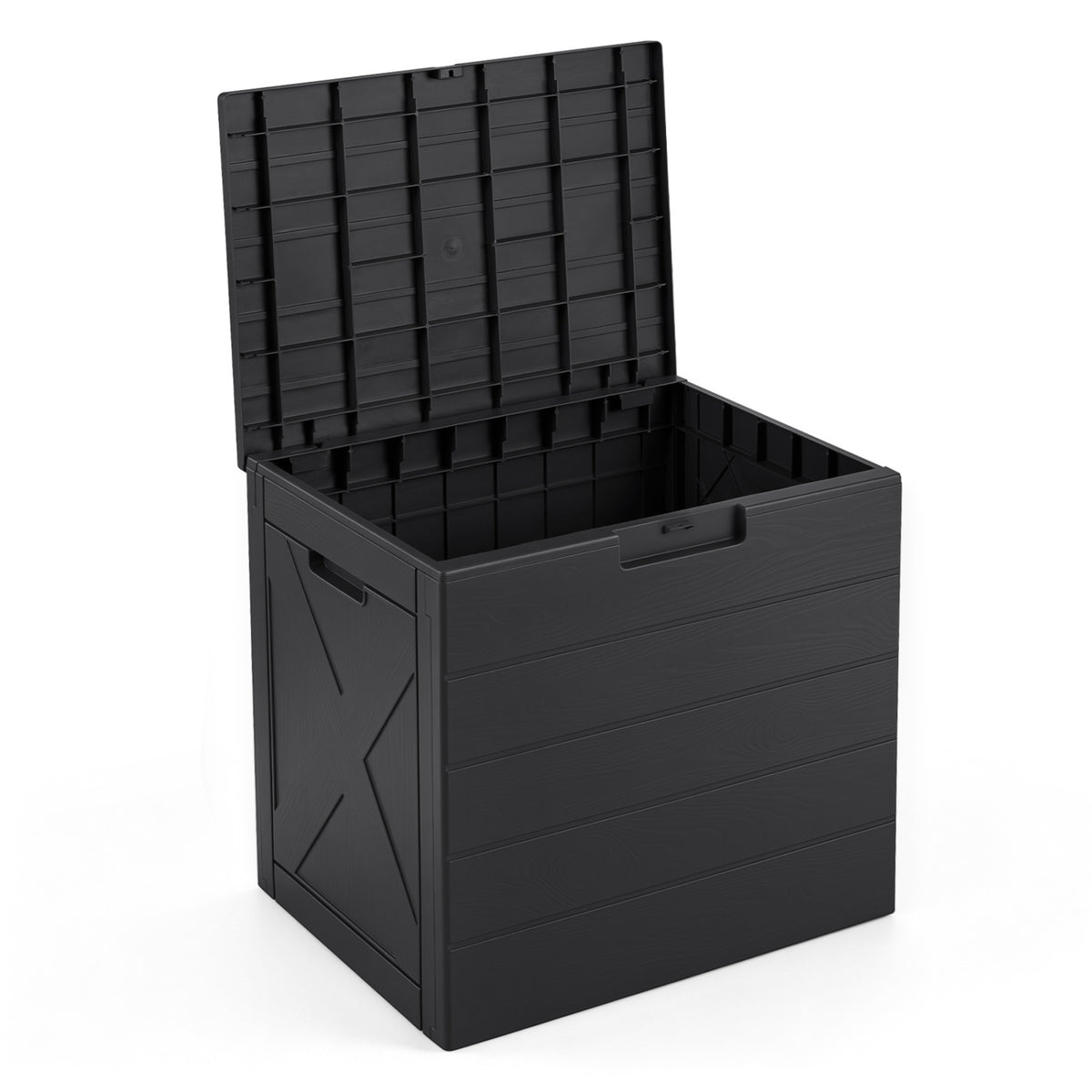 25 Gallon Storage Bin with Lid Carry Handles and Lock Hole for Patio Furniture Accessories-Black view 6