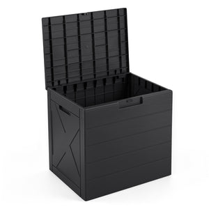 25 Gallon Storage Bin with Lid Carry Handles and Lock Hole for Patio Furniture Accessories-Black view 6