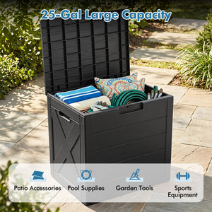 25 Gallon Storage Bin with Lid Carry Handles and Lock Hole for Patio Furniture Accessories-Black view 8