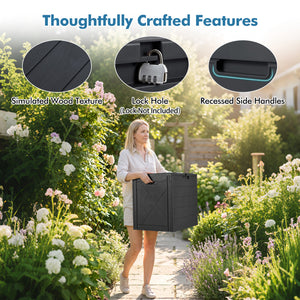 25 Gallon Storage Bin with Lid Carry Handles and Lock Hole for Patio Furniture Accessories-Black view 9