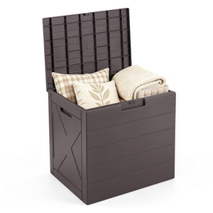 25 Gallon Storage Bin with Lid Carry Handles and Lock Hole for Patio Furniture Accessories-Brown view 4