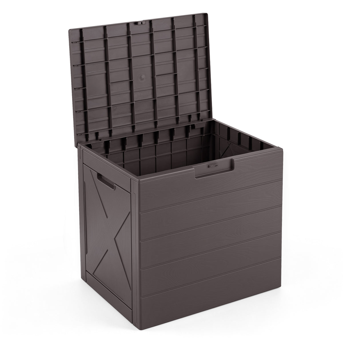 25 Gallon Storage Bin with Lid Carry Handles and Lock Hole for Patio Furniture Accessories-Brown view 6