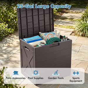 25 Gallon Storage Bin with Lid Carry Handles and Lock Hole for Patio Furniture Accessories-Brown view 8