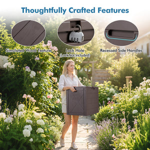 25 Gallon Storage Bin with Lid Carry Handles and Lock Hole for Patio Furniture Accessories-Brown view 9