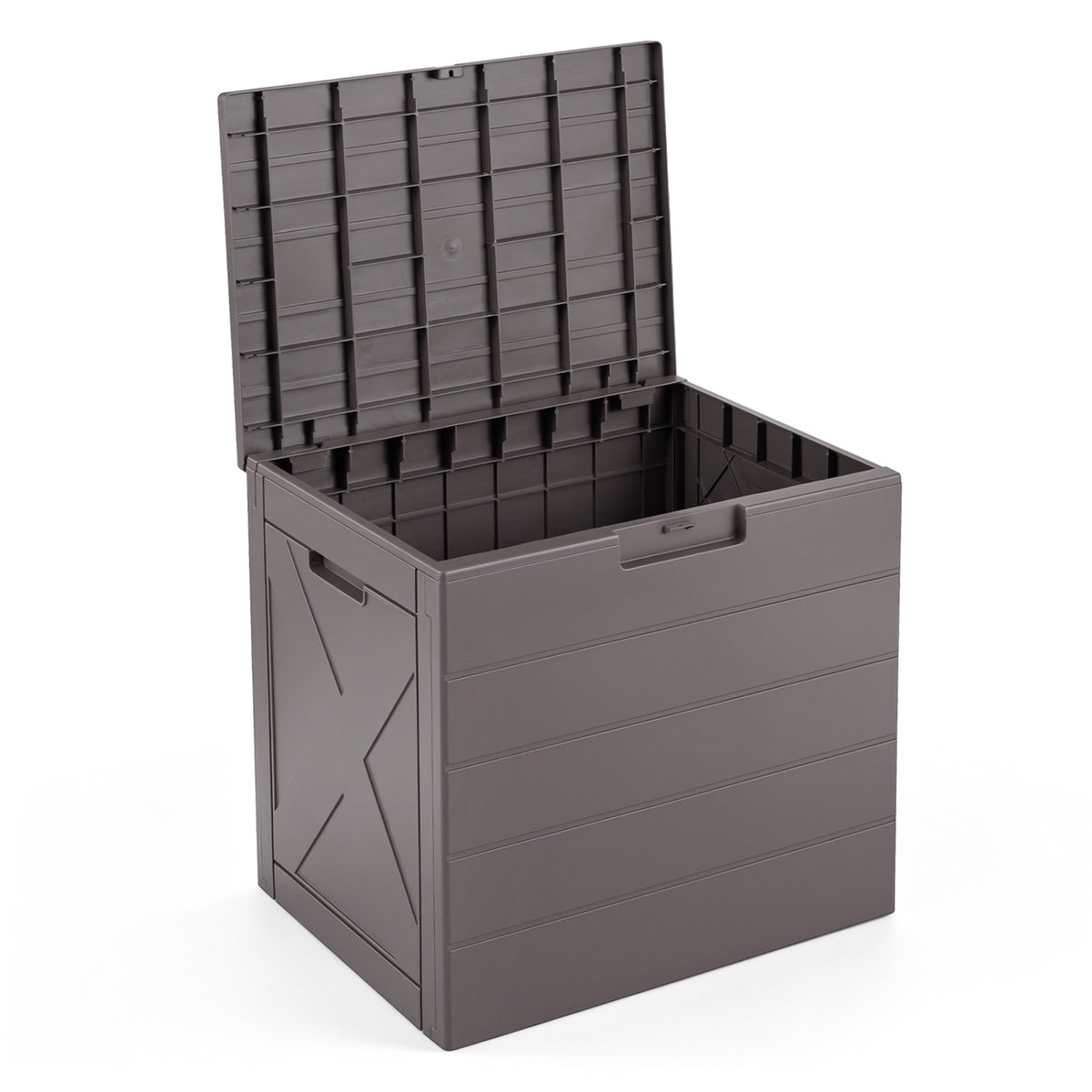 25 Gallon Storage Bin with Lid Carry Handles and Lock Hole for Patio Furniture Accessories-Gray