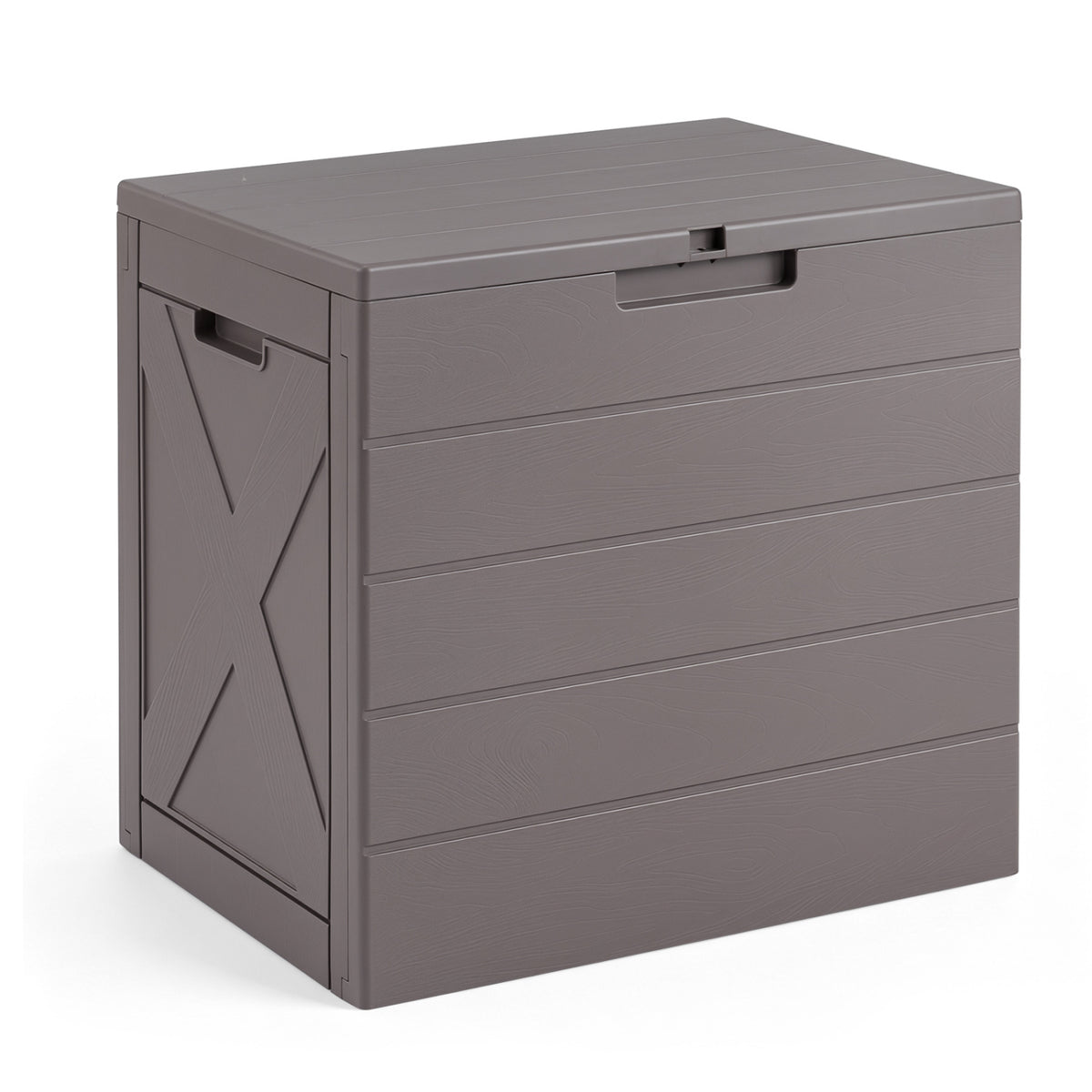 25 Gallon Storage Bin with Lid Carry Handles and Lock Hole for Patio Furniture Accessories-Gray view 4