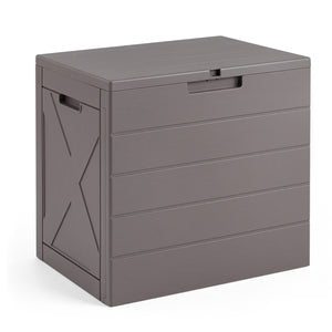 25 Gallon Storage Bin with Lid Carry Handles and Lock Hole for Patio Furniture Accessories-Gray view 4