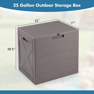 25 Gallon Storage Bin with Lid Carry Handles and Lock Hole for Patio Furniture Accessories-Gray view 5
